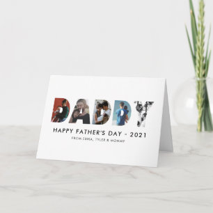 Modern DADDY Chic Photo Collage Happy Father's Day Card