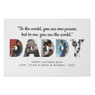 Modern DADDY Chic Photo Collage Happy Father's Day Faux Canvas Print