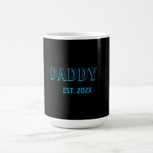 Modern Daddy Est Year Father's Day Bold Blue Magic Mug