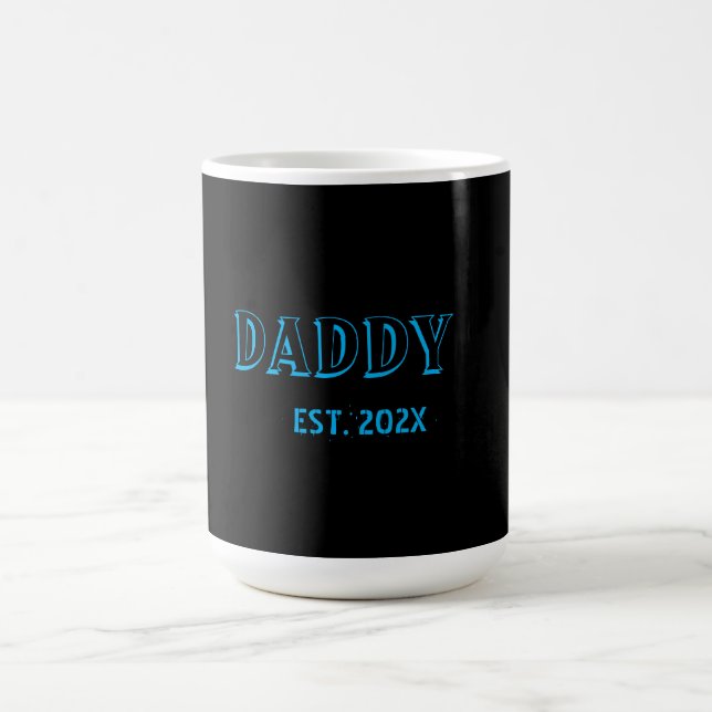 Modern Daddy Est Year Father's Day Bold Blue   Magic Mug (Center)