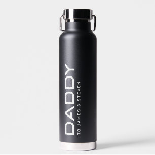 Modern daddy father's day kids names black water bottle