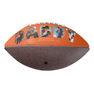 Modern DADDY Photo Burnt Orange Happy Father's Day Football