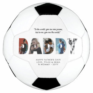 Modern DADDY Photo Collage Chic Happy Father's Day Soccer Ball