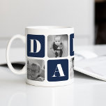 Modern Daddy Photo Collage Coffee Mug<br><div class="desc">Customize this cute modern mug design to celebrate a new dad this Father's Day! Design features alternating squares of photos and deep navy blue letter blocks spelling "daddy" in modern serif lettering. Add five of your favourite square photos (perfect for Instagram!) using the templates provided.</div>