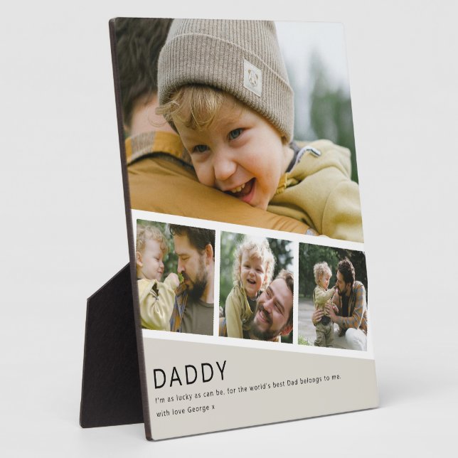 Modern Daddy Photo Strip Collage Plaque (Side)