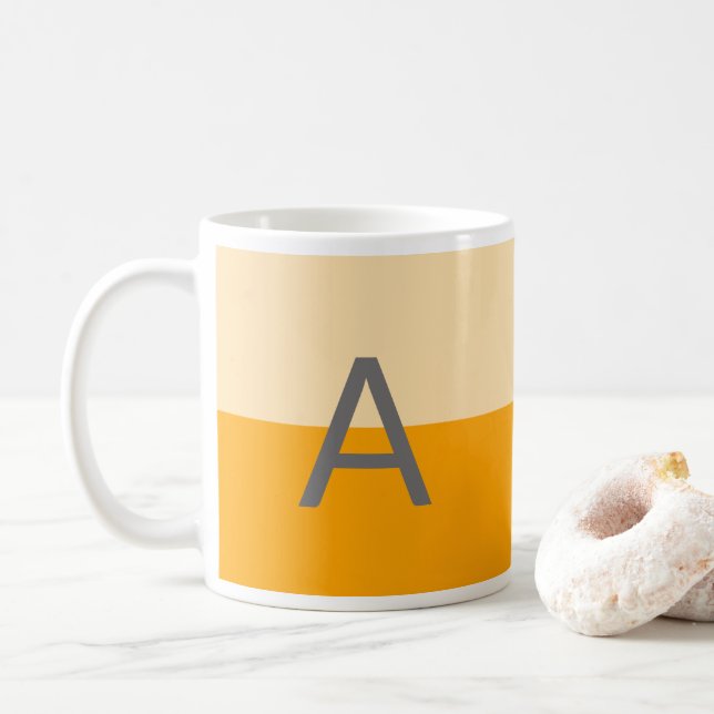 Modern Daffodil Yellow Monogram Coffee Mug (With Donut)