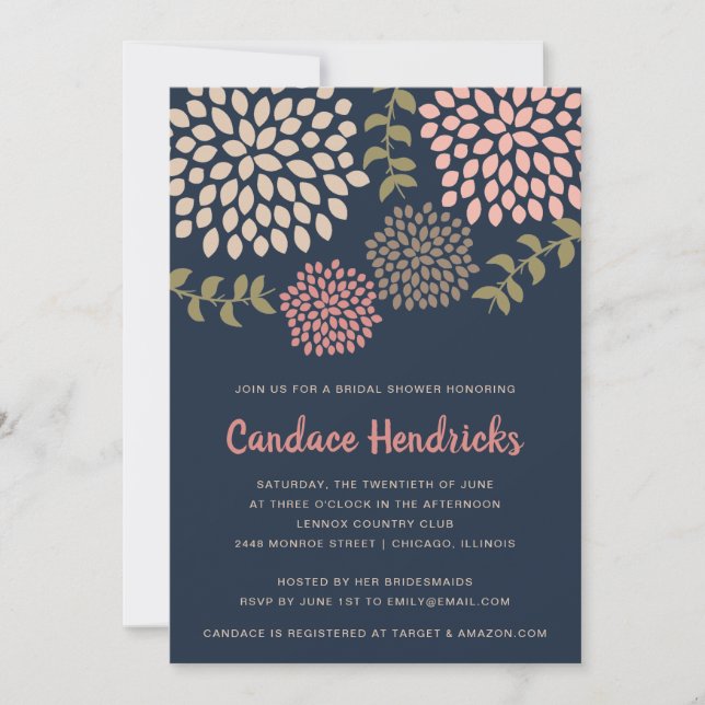 Modern Dahlias Bridal Shower Invitation (Front)
