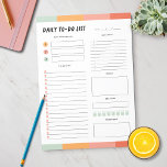 Modern Daily To-Do List Notepad<br><div class="desc">A modern daily to-do list with green, orange, and pink colours. Stay on track with your to-dos, meals, exercise, schedule and water intake.</div>