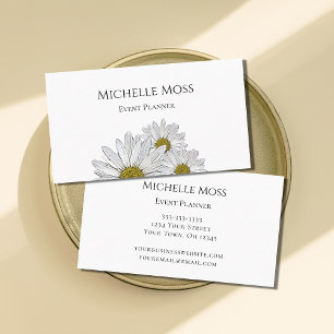 Modern Daisies Elegant Botanical Event Planner  Business Card