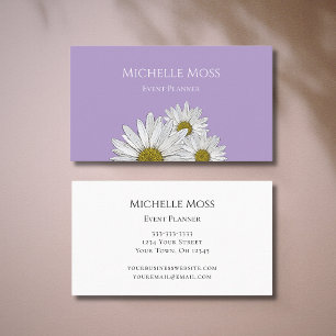 Modern Daisies Elegant Botanical Lavender Purple  Business Card
