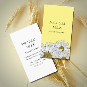 Modern Daisies Event Planner Botanical Yellow  Business Card