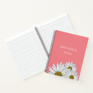 Modern Daisies Floral Botanical Pink Notebook