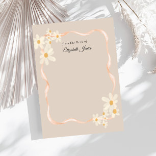 Modern Daisy Floral Brown Name Card