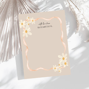 Modern Daisy Floral Brown Name Card