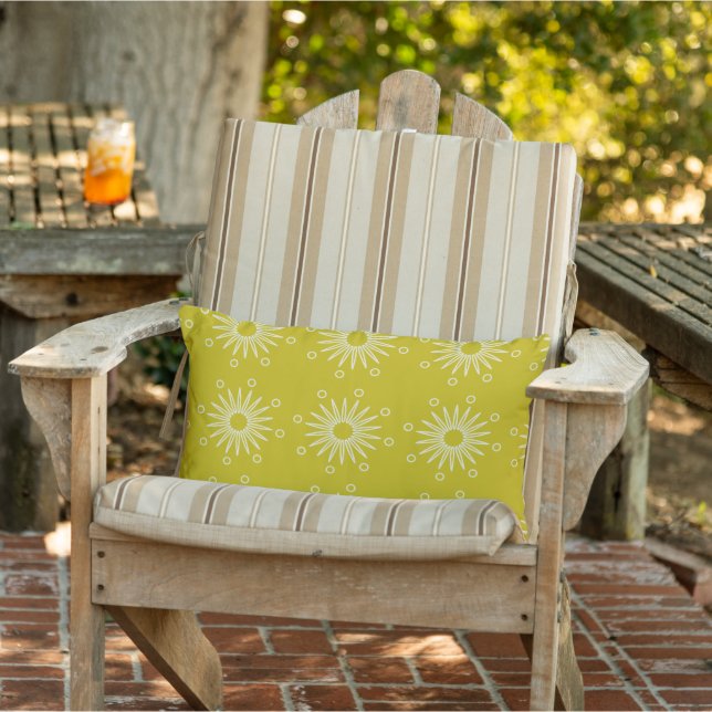 Modern Daisy Floral Chartreuse and Ivory Lumbar Pillow (Chair)