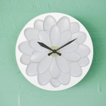 Modern Daisy Flower White Large Clock