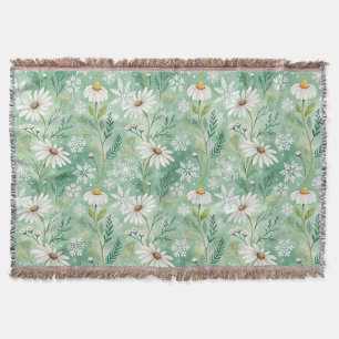 Modern Daisy Flowers Winter Throw Blanket