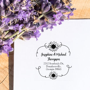 Modern Daisy Return Address  Rubber Stamp