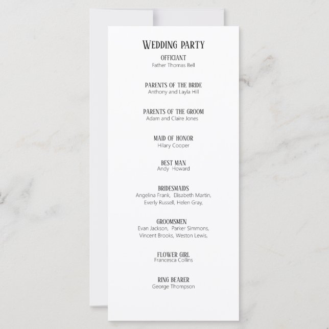 Modern daisy wedding Programs Flat Card (Back)