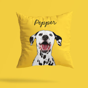 Modern Dalmatian Cartoon Illustration Add Name Throw Pillow