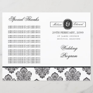Modern Damask Monogram Wedding Program Booklet