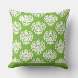 Modern Damask Pattern Pillow Green CH9