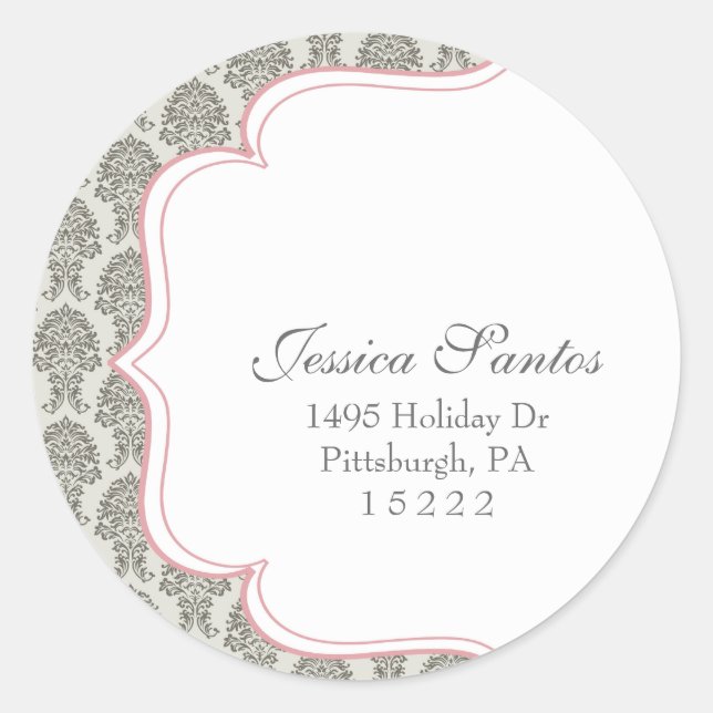 modern damask return address seal (label) (Front)