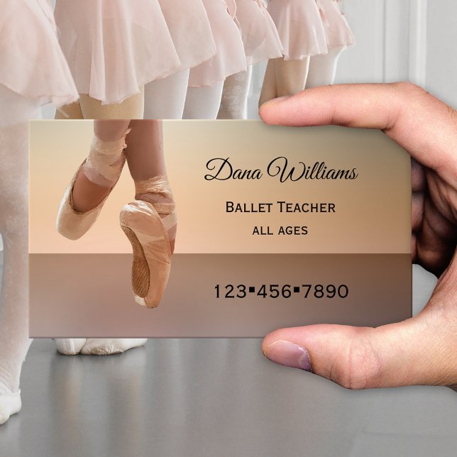 Modern Dance Ballerina Business Card (Elegant business card for a choreographer or ballet teacher, dance school or studio - ballet shoes)
