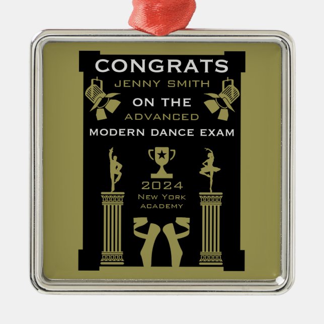  Modern Dance Congratulations Metal Ornament (Front)