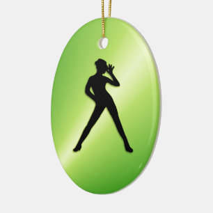 Modern Dance Green Ceramic Ornament
