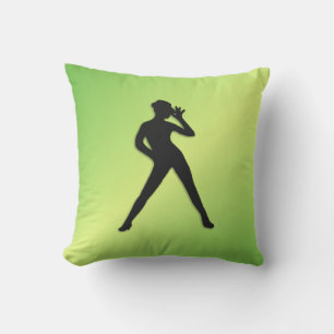 Modern Dance Green Outdoor Pillow