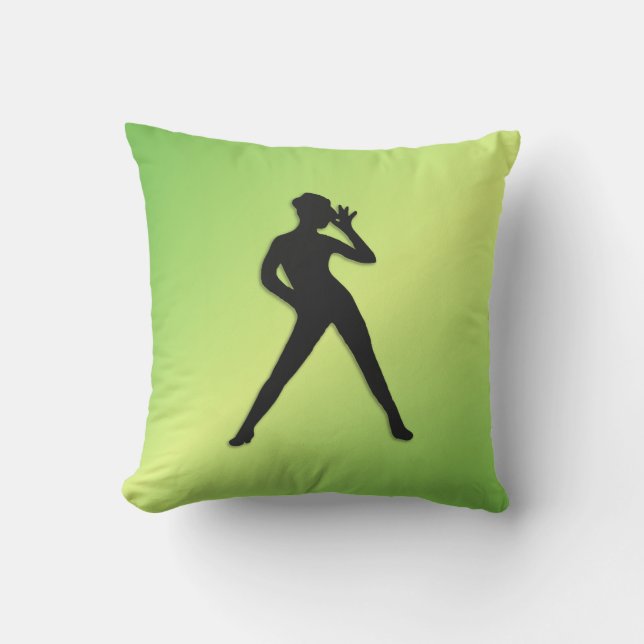 Modern Dance Green Outdoor Pillow (Front)