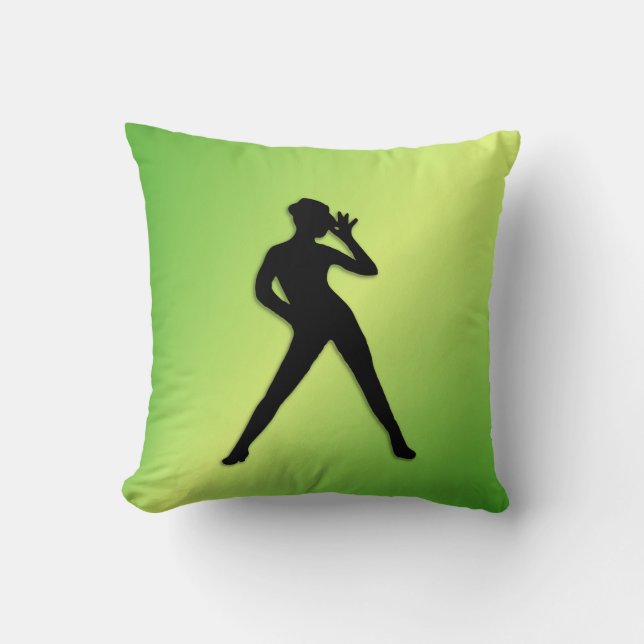 Modern Dance Green Throw Pillow (Front)