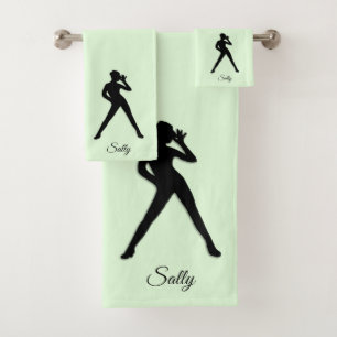 Modern Dance Pastel Green Bath Towel Set