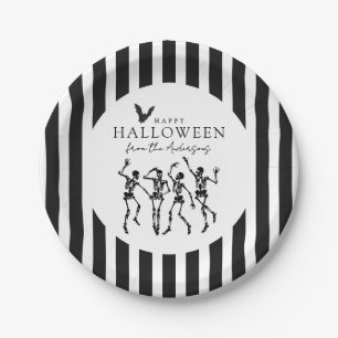Modern Dancing Skeletons Happy Halloween Paper Plate