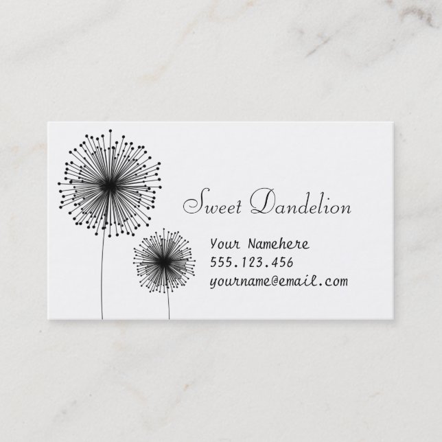 Modern Dandelion Flower CUSTOM COLOR Business Card (Front)