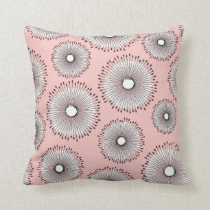 Modern Dandelion Flower Pattern Blush Pink Throw Pillow