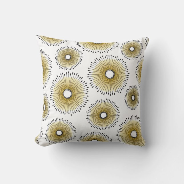 Modern Dandelion Flower Pattern in Butter Yellow Throw Pillow (Front)