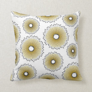 Modern Dandelion Flower Pattern in Butter Yellow Throw Pillow