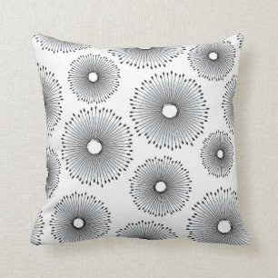 Modern Dandelion Flower Pattern in Grey Throw Pillow