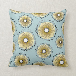 Modern Dandelion Flower Pattern Patina Green Throw Pillow