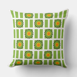 Modern Dandelion Green Yellow Geometric Pattern Throw Pillow