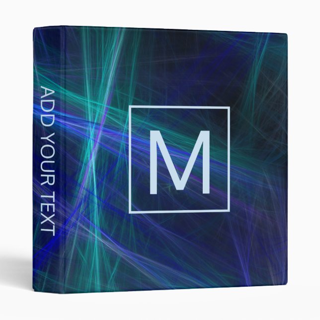 Modern Dark Abstract Fractal Monogram Binder (Front/Spine)