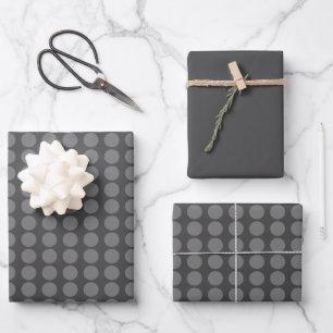 Modern Dark And Light Grey Minimalist Dot Wrapping Paper Sheet