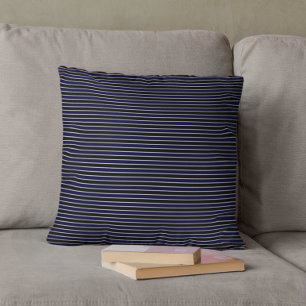 Modern Dark Blue Black Stripes Throw Pillow