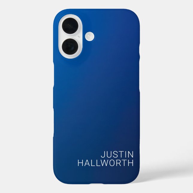 Modern Dark Blue Gradient & Minimal Editable Text Case-Mate iPhone Case (Back)