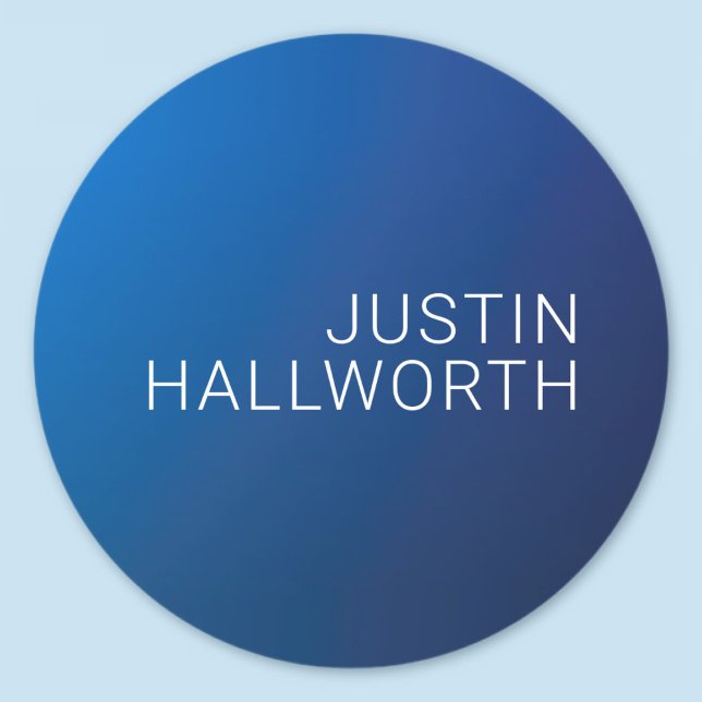 Modern Dark Blue Gradient & Minimal Editable Text Classic Round Sticker (Creator Uploaded)