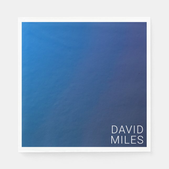 Modern Dark Blue Gradient & Minimal Editable Text Napkin (Front)