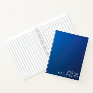 Modern Dark Blue Gradient & Minimal Editable Text Notebook