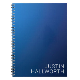Modern Dark Blue Gradient & Minimal Editable Text Notebook